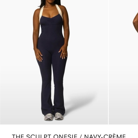 Navy-Cream Women's Jumpsuit - Picture 1 of 6